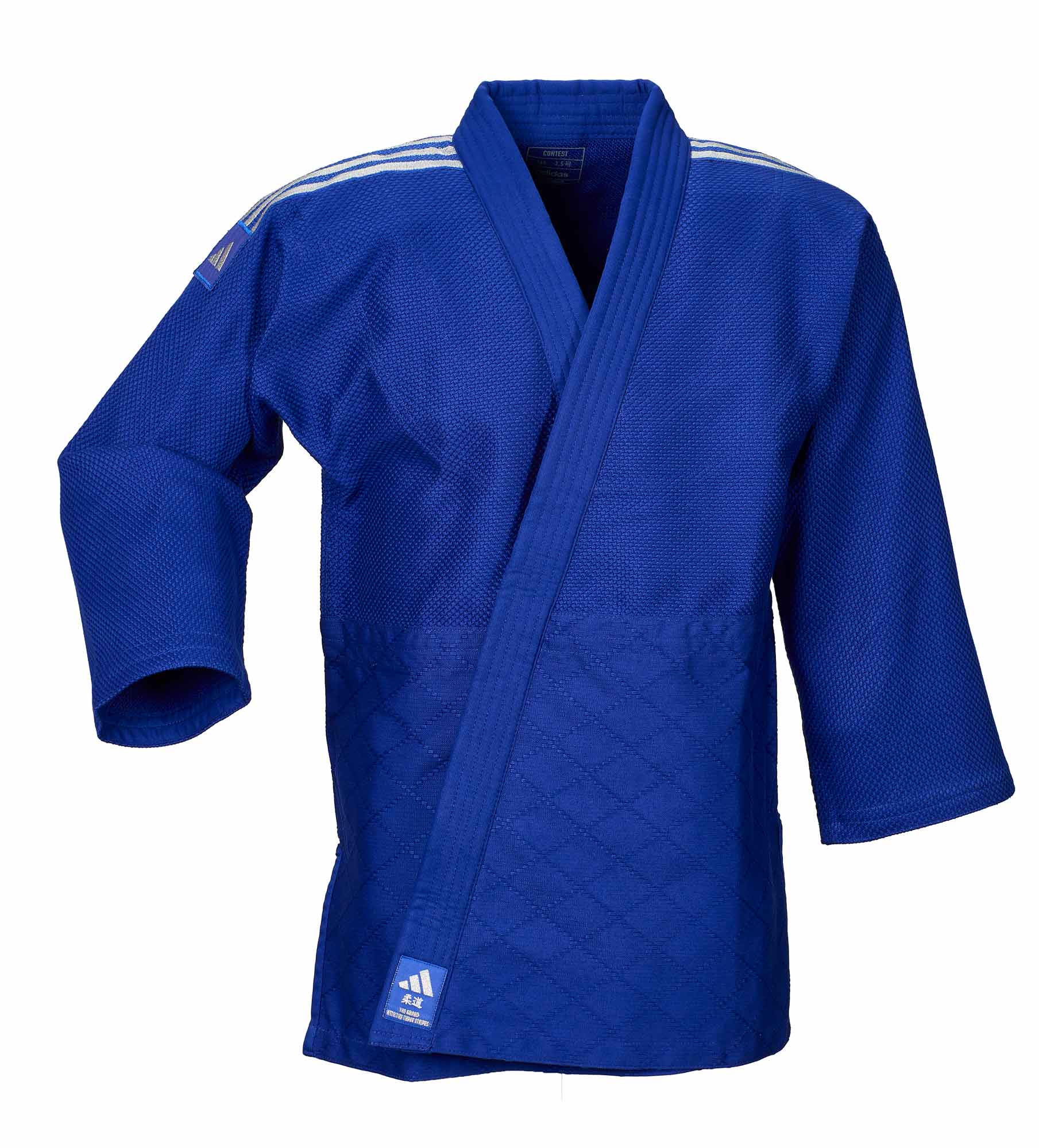 adidas Judo-Anzug Contest blau/silberne Streifen, J650B