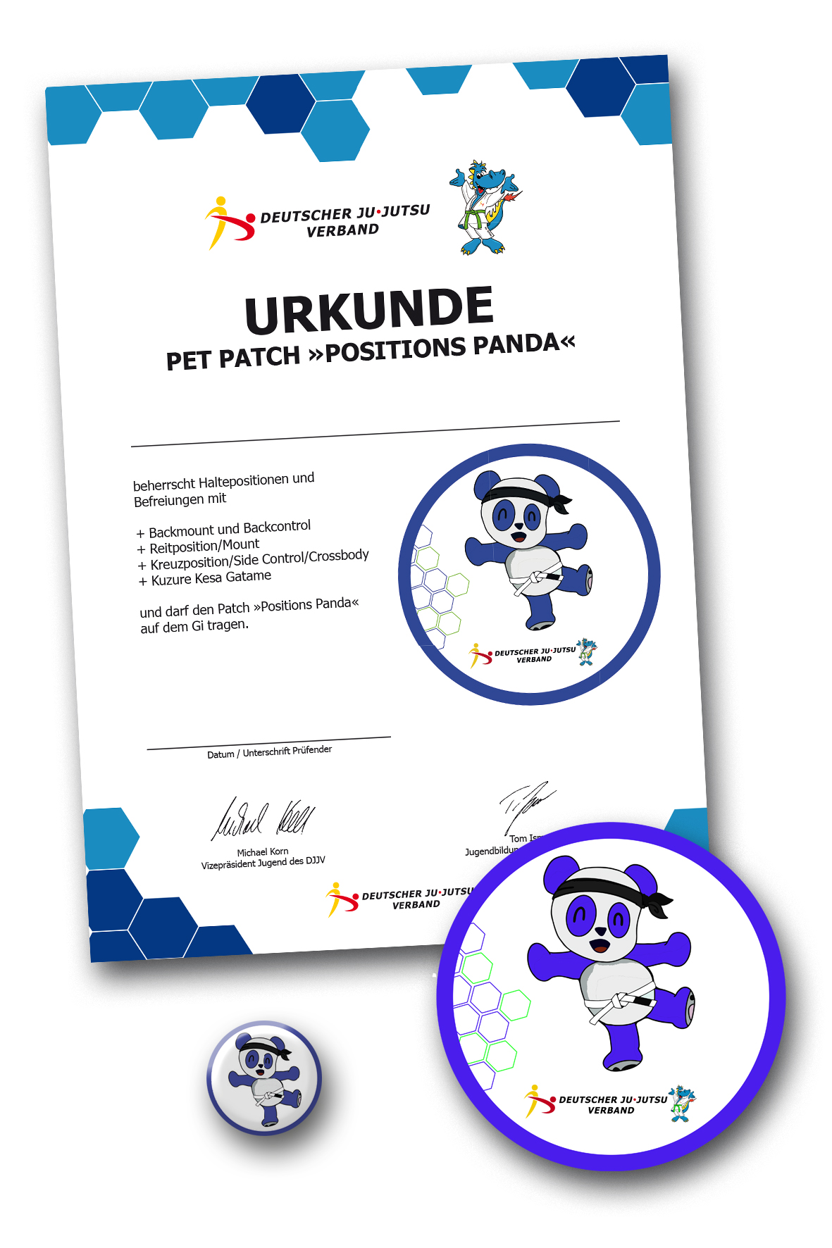 Pet Patch, Positions Panda, Positions Panda badge, Rondo Abzeichen, Zertifikat